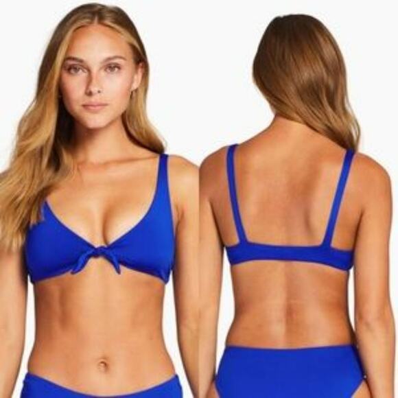 NWT Vitamin A Lou Front Tie Blue Swim Top - Picture 1 of 7